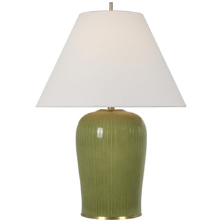 Buy light-olive-with-9-x-21-x-14-25-linen-glass-and-white-shade Opera Table Lamp by Visual Comfort Signature