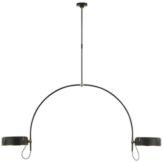 Buy modern-iron-and-hand-rubbed-antique-brass-with-modern-iron-glass-and-black-shade Oso Outdoor (Damp) Pendant by Visual Comfort Signature