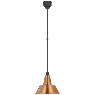Buy matte-black-with-12-5-soft-copper-bowers-shade-glass-and-brass-gold-shade Academy Barn Light Outdoor (Damp) Pendant by Visual Comfort Signature