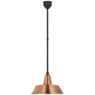 Buy matte-black-with-16-soft-copper-bowers-shade-glass-and-brass-gold-shade Academy Barn Light Outdoor (Damp) Pendant by Visual Comfort Signature