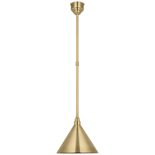 Buy hand-rubbed-antique-brass-with-12-5-hand-rubbed-antique-brass-conical-savannah-shade-glass-and-brass-gold-shade Academy Barn Light Outdoor (Damp) Pendant by Visual Comfort Signature