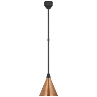 Buy matte-black-with-9-soft-copper-conical-savannah-shade-glass-and-brass-gold-shade Academy Barn Light Outdoor (Damp) Pendant by Visual Comfort Signature