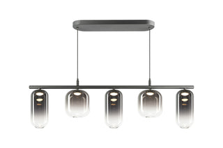 Buy matte-black-with-clear-to-gradient-smoke-glass-glass-and-smoke-shade Refrax Chandelier by Matteo Lighting