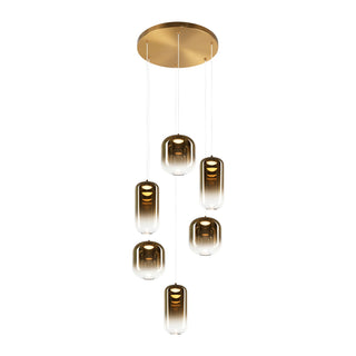 Buy aged-gold-brass-with-clear-to-gradient-gold-glass-glass-and-brass-gold-shade Refrax Chandelier by Matteo Lighting