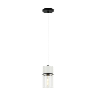 Buy matte-black-white-marble-with-clear-glass-glass-and-white-shade Marmor Pendant by Matteo Lighting