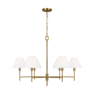 Buy burnished-brass-with-white-linen-glass-and-white-shade Ridgewood Outdoor (Damp) Chandelier by Visual Comfort Studio
