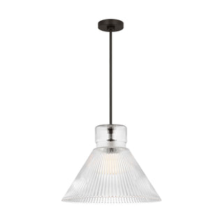 Buy midnight-black-with-clear-ribbed-glass-and-clear-textured-shade Liouet Outdoor (Damp) Pendant by Visual Comfort Studio
