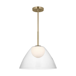 Buy satin-brass-with-white-opal-etched-glass-and-clear-shade Suma Outdoor (Damp) Pendant by Visual Comfort Studio