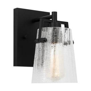 Buy midnight-black-with-clear-crackle-glass-glass-and-clear-textured-shade Crofton Outdoor (Damp) Sconce by Visual Comfort Studio