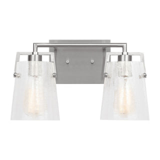 Buy brushed-nickel-with-clear-crackle-glass-glass-and-clear-textured-shade Crofton Vanity by Visual Comfort Studio
