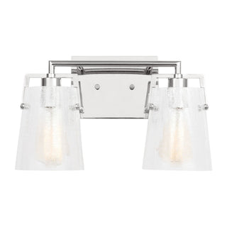 Buy chrome-with-clear-crackle-glass-glass-and-clear-textured-shade Crofton Vanity by Visual Comfort Studio