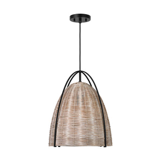 Buy ash-wicker-with-ash-wicker-glass-and-woven-natural-shade Norman Outdoor (Damp) Pendant by Visual Comfort Studio