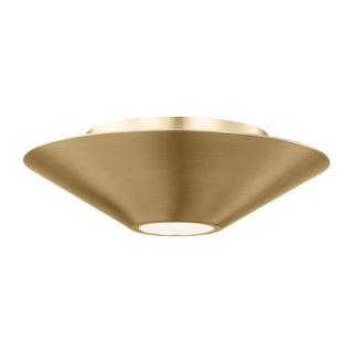 Buy burnished-brass-with-undefined-glass-and-white-shade Echo Outdoor (Damp) Flush Mount Ceiling Light by Visual Comfort Studio
