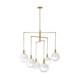 Buy burnished-brass-with-milk-clear-glass-mix-glass-and-white-shade Torian Outdoor (Damp) Chandelier by Visual Comfort Studio