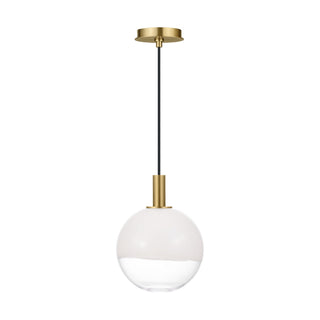 Buy burnished-brass-with-milk-clear-glass-mix-glass-and-white-shade Torian Outdoor (Damp) Pendant by Visual Comfort Studio