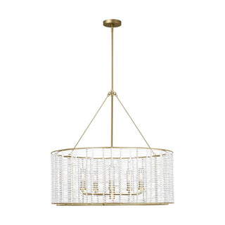 Buy powder-coated-brass-with-clear-glass-and-metal-shade Winslow Outdoor (Damp) Chandelier by Visual Comfort Studio