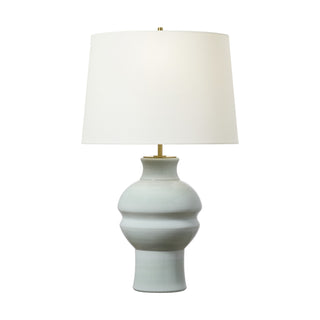Buy silk-green-with-white-linen-glass-and-white-shade Nova Table Lamp by Visual Comfort Studio