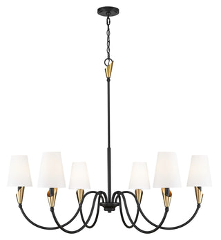 Buy matte-black-modern-gold-with-white-glass Claudelle Chandelier by Z-Lite