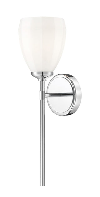 Buy chrome-with-matte-opal-glass-and-white-shade Oren Outdoor (Damp) Sconce by Z-Lite
