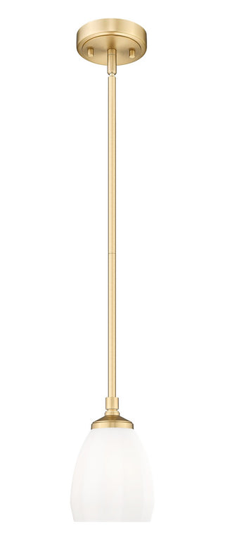 Buy modern-gold-with-matte-opal-glass-and-white-shade Oren Outdoor (Damp) Pendant by Z-Lite