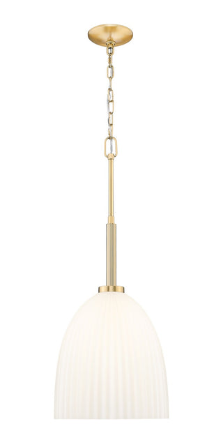 Buy modern-gold-with-matte-opal-glass-and-white-shade Naya Outdoor (Damp) Pendant by Z-Lite