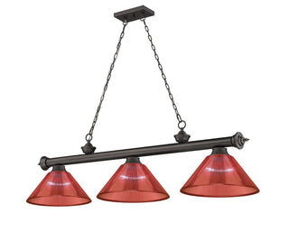 Buy bronze-with-burgundy-glass-and-red-shade Cordon Billiard by Z-Lite