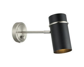 Buy brushed-nickel-matte-black Cilindro Sconce by Matteo Lighting