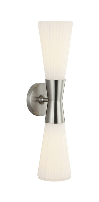 Buy brushed-nickel-with-opal-ribbed-glass-glass-and-white-shade Jameson Sconce by Matteo Lighting