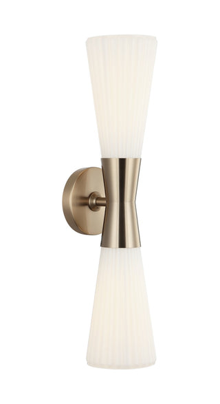 Buy champagne-gold-with-opal-ribbed-glass-glass-and-white-shade Jameson Sconce by Matteo Lighting