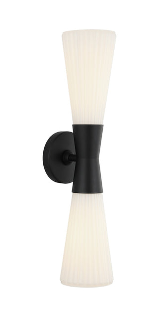Buy matte-black-with-opal-ribbed-glass-glass-and-white-shade Jameson Sconce by Matteo Lighting