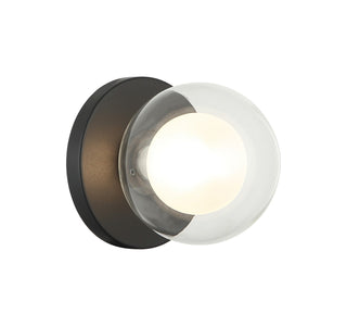 Buy matte-black-with-opal-glass-clear-glass-glass-and-white-shade Solaris Sconce by Matteo Lighting