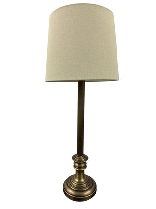 Buy antique-brass-with-off-white-linen-hardback-glass-and-beige-tan-shade Bristol Table Lamp by House of Troy
