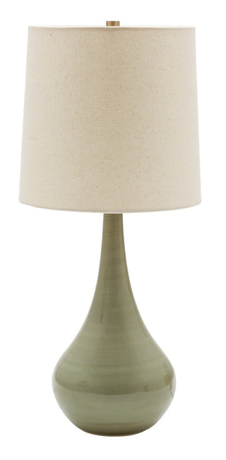 Buy celadon-with-white-linen-hardback-glass Scatchard Table Lamp by House of Troy