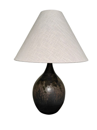Buy mystic-gray-with-cream-linen-hardback-glass Scatchard Table Lamp by House of Troy