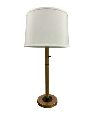 Buy heritage-gold-black-with-white-linen-hardback-glass Rupert Table Lamp by House of Troy