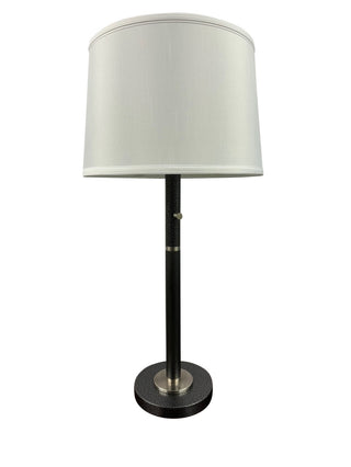 Buy supreme-silver-with-white-linen-hardback-glass Rupert Lamp by House of Troy