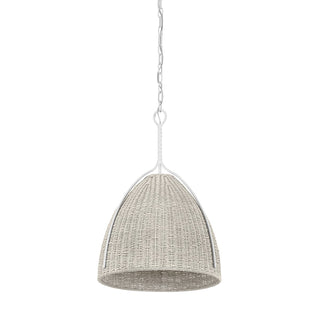 Buy white-plaster-with-bleached-glass-and-woven-natural-shade Woodlawn Outdoor (Damp) Pendant by Hudson Valley