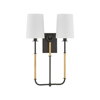 Buy aged-brass-distressed-bronze-with-white-linen-glass Glenmont Outdoor (Damp) Sconce by Hudson Valley