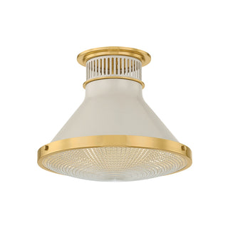 Buy aged-brass-off-white Highclere Outdoor (Damp) Flush Mount Light by Hudson Valley