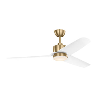 Buy satin-brass-and-matte-white-abs-3cgr56sbd 3-Blade Colgin LED Ceiling Fan by Visual Comfort Fan