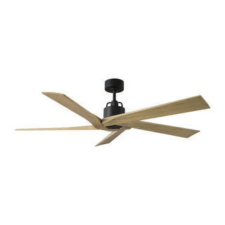 Buy midnight-black-finish-with-natural-honey-blades 5-Blades Aspen Outdoor (Damp) Ceiling Fan (Light Kit Available) by Visual Comfort Fan