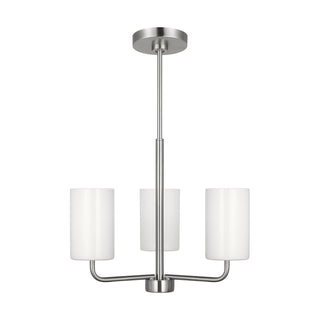 Buy brushed-steel-with-clear-outside-painted-white-inside-glass-and-white-shade Rhett Outdoor (Damp) Chandelier by Generation Lighting
