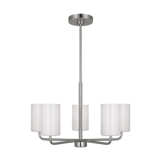 Buy brushed-steel-with-clear-outside-painted-white-inside-glass-and-white-shade Rhett Outdoor (Damp) Chandelier by Generation Lighting