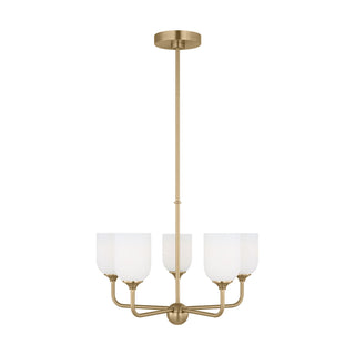 Buy satin-bronze-with-undefined-glass-and-white-shade Emile Outdoor (Damp) Chandelier by Generation Lighting