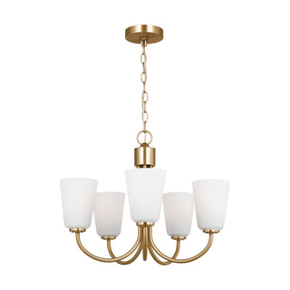 Buy satin-brass-and-white-shade Miles Chandelier by Generation Lighting