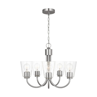 Buy brushed-nickel-and-clear-shade Miles Chandelier by Generation Lighting