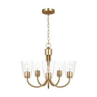 Buy satin-brass-and-clear-shade Miles Chandelier by Generation Lighting