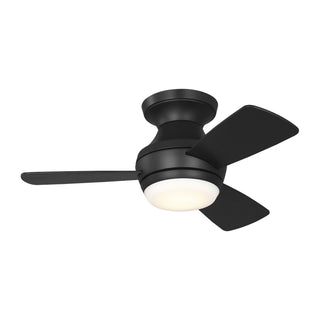 Buy midnight-black-finish-with-midnight-black-and-reversible-american-walnut-blades 3-Blades Ikon Hugger Ceiling Fan with Light by Visual Comfort Fan