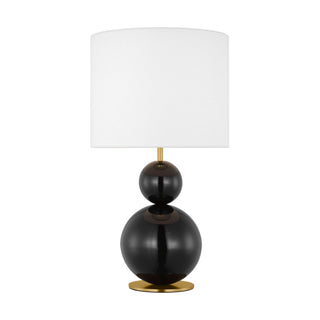 Buy gloss-black-with-white-linen-glass-and-white-shade Suki Table Lamp by Visual Comfort Studio