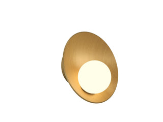 Buy organic-gold-with-frosted-glass-glass-and-white-shade Oyster Outdoor (Damp) Wall Lamp by Accord Lighting
